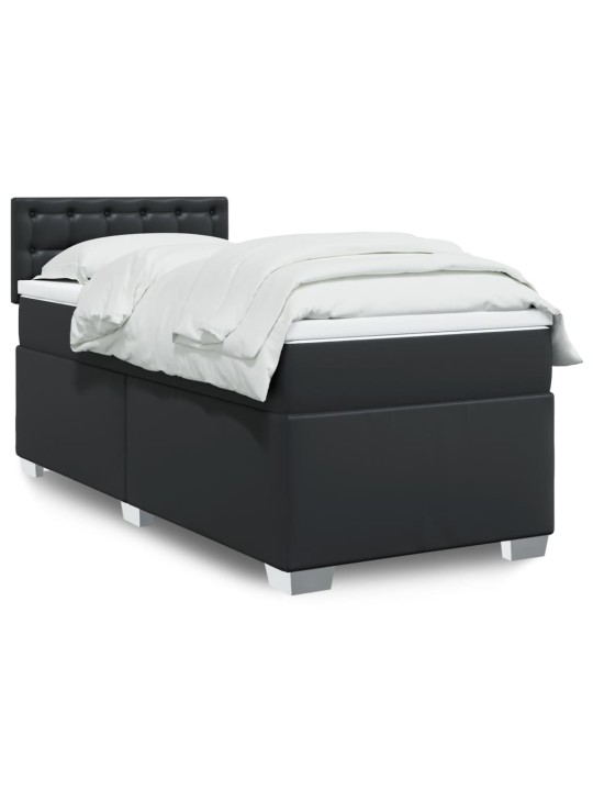 Box spring postel s matrací černá 100x200 cm umělá kůže