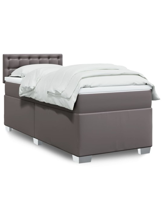 Box spring postel s matrací šedá 100x200 cm umělá kůže