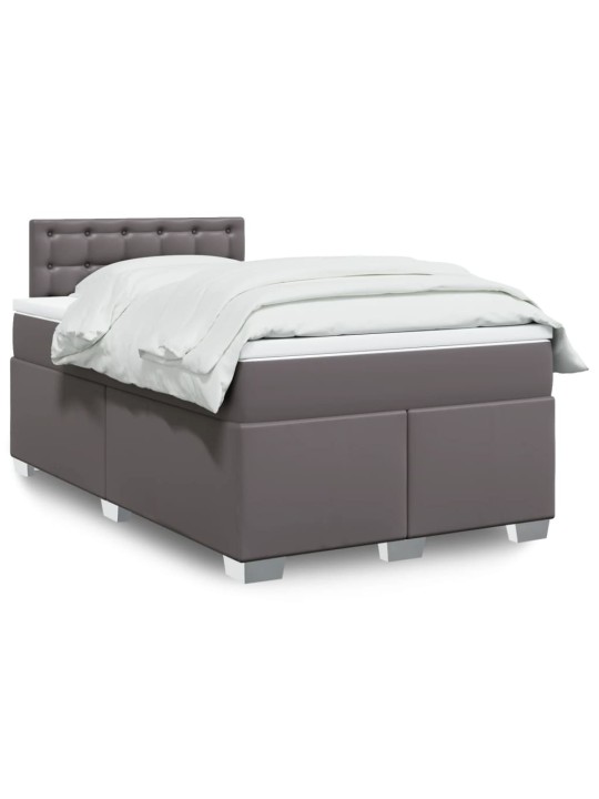 Box spring postel s matrací šedá 120x190 cm umělá kůže