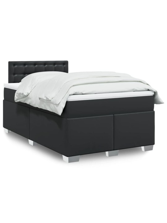 Box spring postel s matrací černá 120 x 200 cm umělá kůže