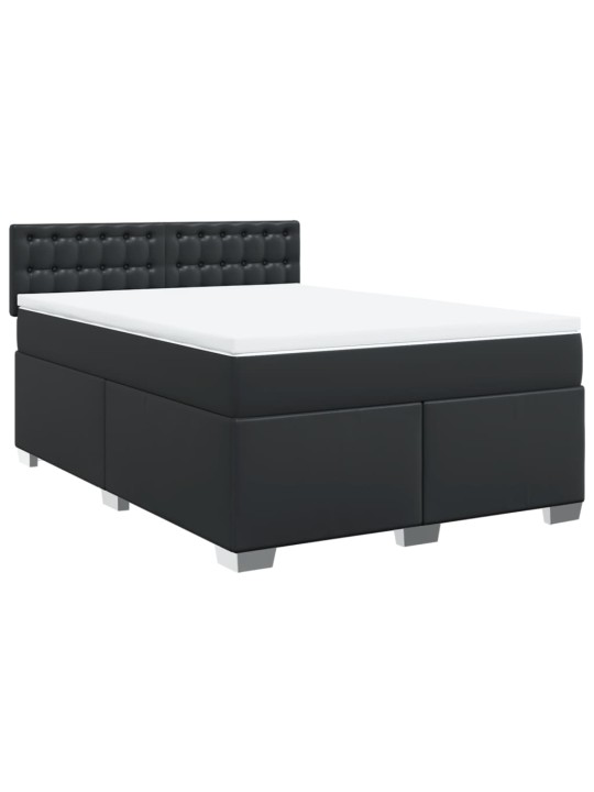 Box spring postel s matrací černá 140 x 190 cm umělá kůže