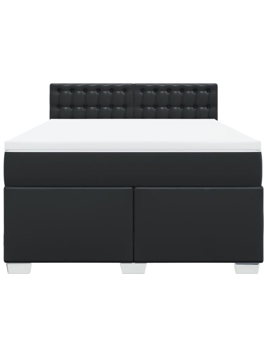 Box spring postel s matrací černá 140 x 190 cm umělá kůže