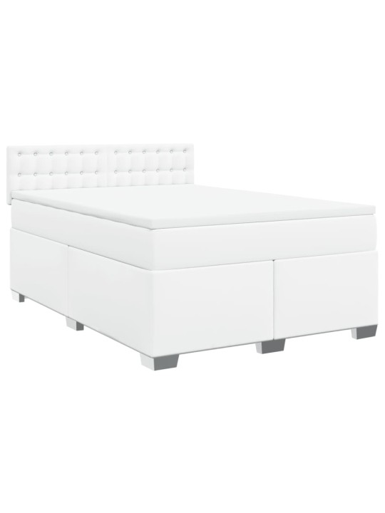 Box spring postel s matrací bílá 140 x 190 cm umělá kůže