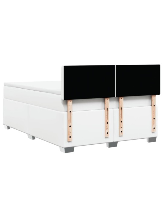 Box spring postel s matrací bílá 140 x 190 cm umělá kůže