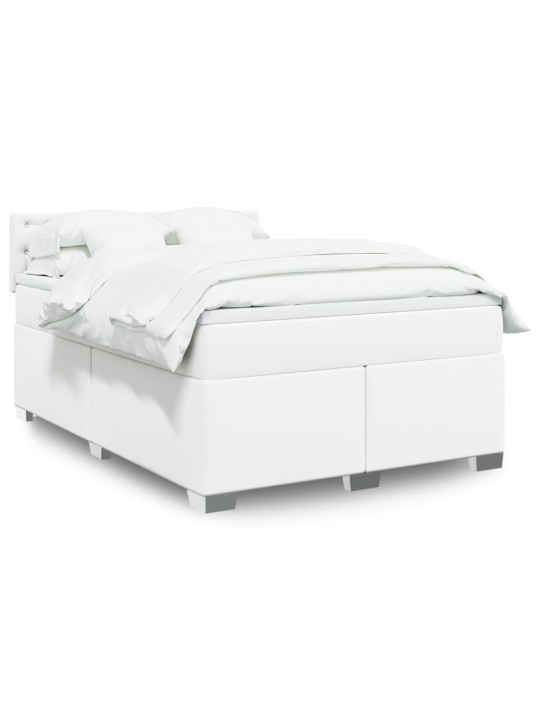 Box spring postel s matrací bílá 140 x 190 cm umělá kůže