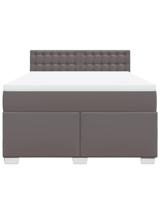 Box spring postel s matrací šedá 140 x 190 cm umělá kůže