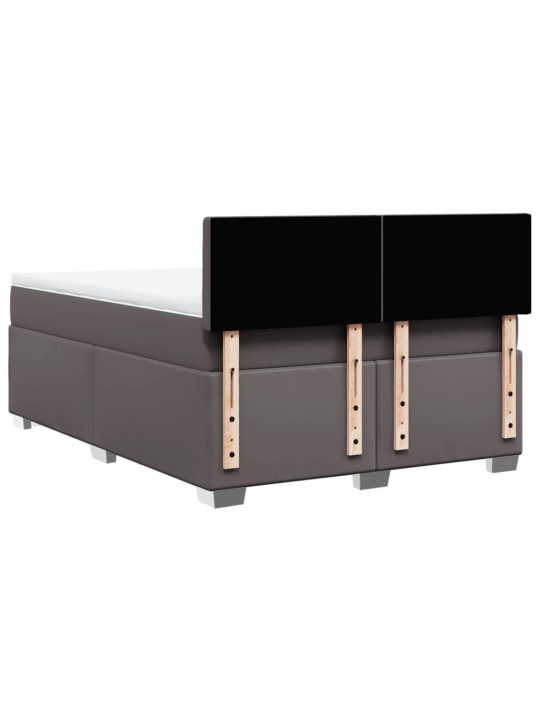 Box spring postel s matrací šedá 140 x 190 cm umělá kůže