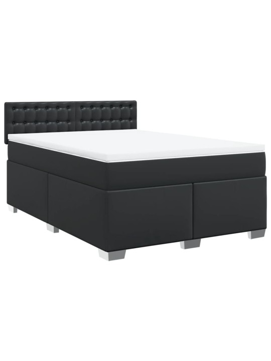 Box spring postel s matrací černá 140x200 cm umělá kůže
