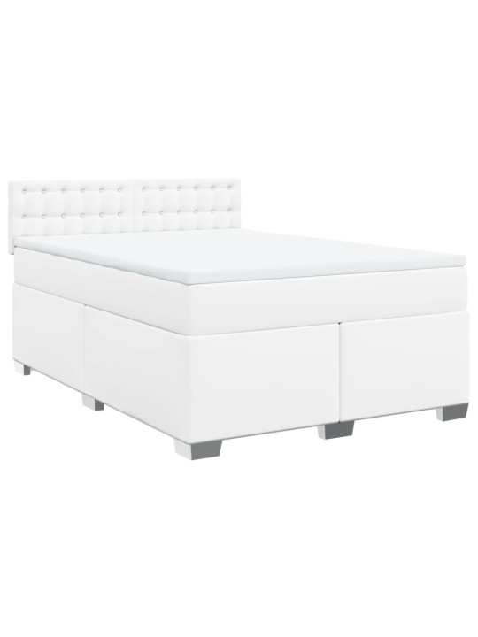 Box spring postel s matrací bílá 140x200 cm umělá kůže