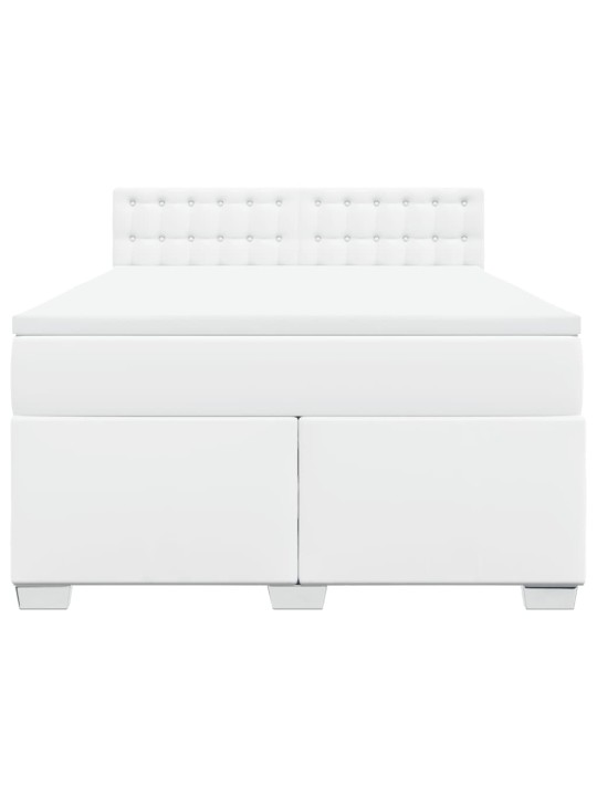 Box spring postel s matrací bílá 140x200 cm umělá kůže