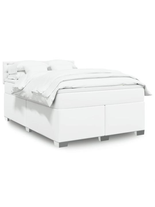 Box spring postel s matrací bílá 140x200 cm umělá kůže