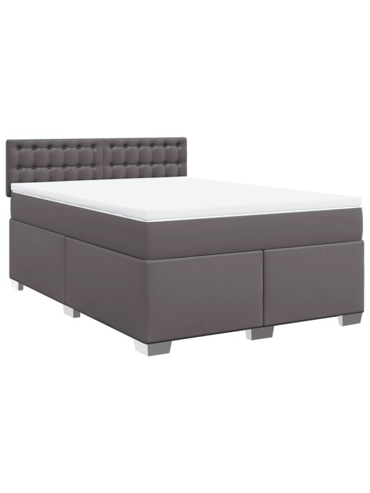 Box spring postel s matrací šedá 140x200 cm umělá kůže