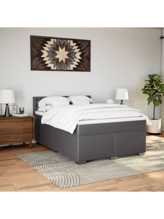 Box spring postel s matrací šedá 140x200 cm umělá kůže