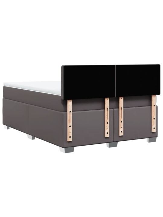 Box spring postel s matrací šedá 140x200 cm umělá kůže