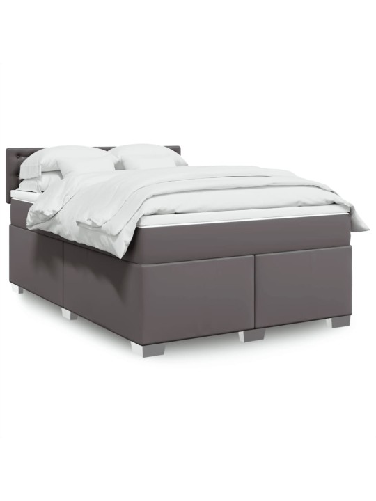 Box spring postel s matrací šedá 140x200 cm umělá kůže