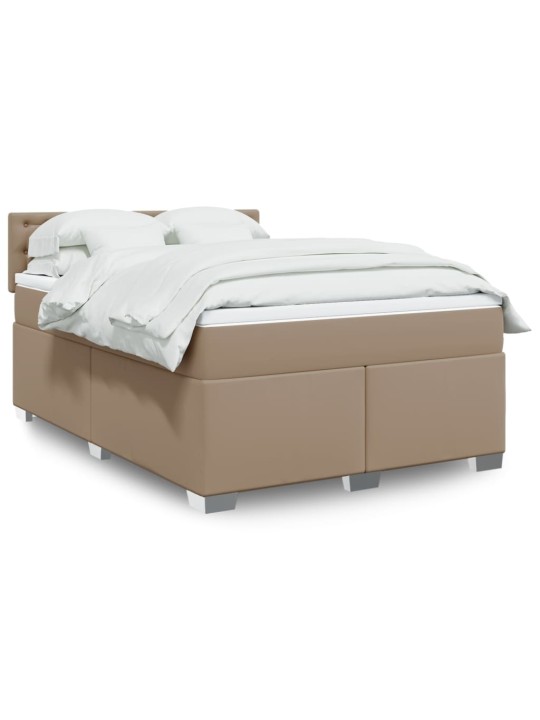 Box spring postel s matrací cappuccino 140x200 cm umělá kůže