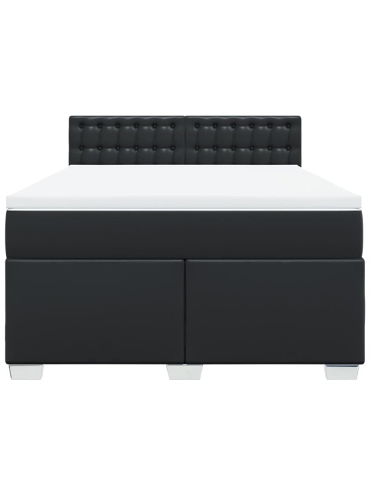 Box spring postel s matrací černá 160x200 cm umělá kůže