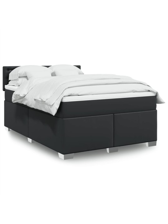Box spring postel s matrací černá 160x200 cm umělá kůže