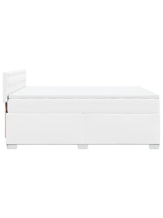 Box spring postel s matrací bílá 160x200 cm umělá kůže