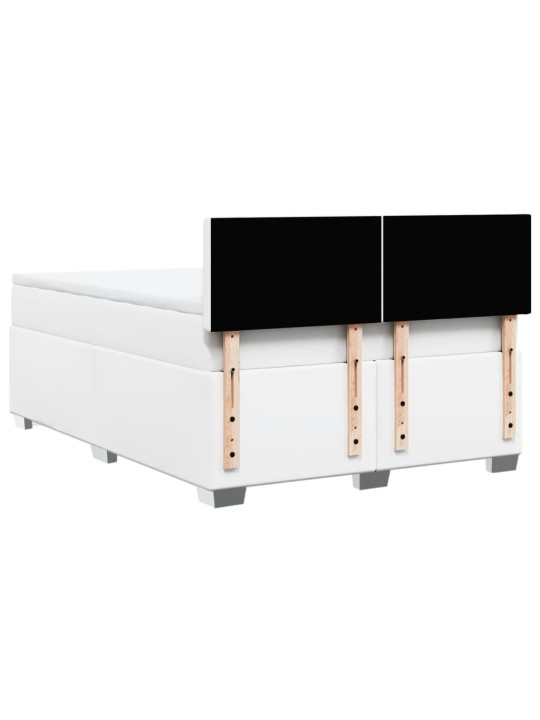 Box spring postel s matrací bílá 160x200 cm umělá kůže