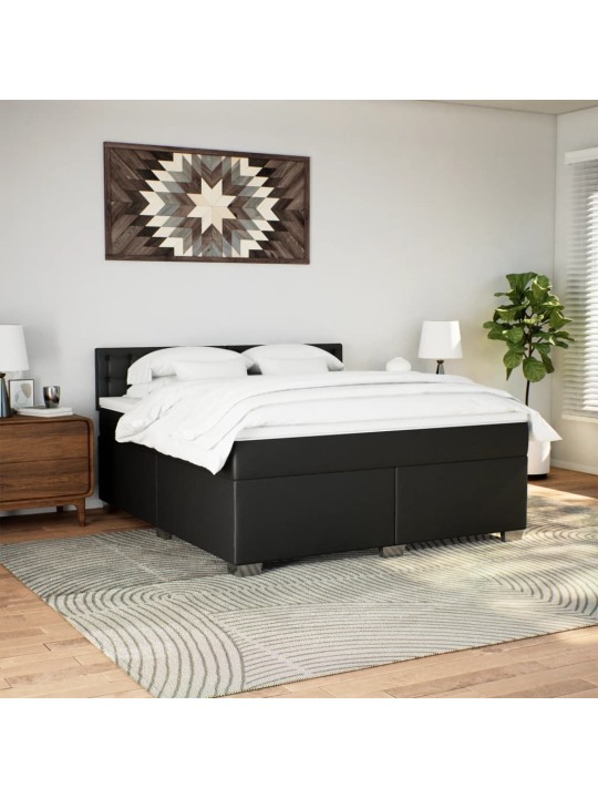 Box spring postel s matrací černá 180x200 cm umělá kůže