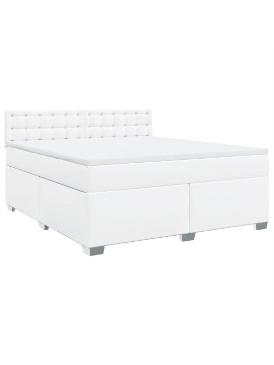 Box spring postel s matrací bílá 180x200 cm umělá kůže