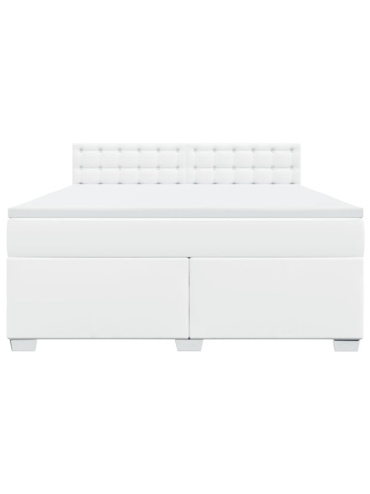 Box spring postel s matrací bílá 180x200 cm umělá kůže