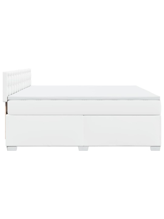 Box spring postel s matrací bílá 180x200 cm umělá kůže
