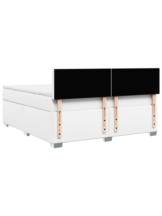 Box spring postel s matrací bílá 180x200 cm umělá kůže