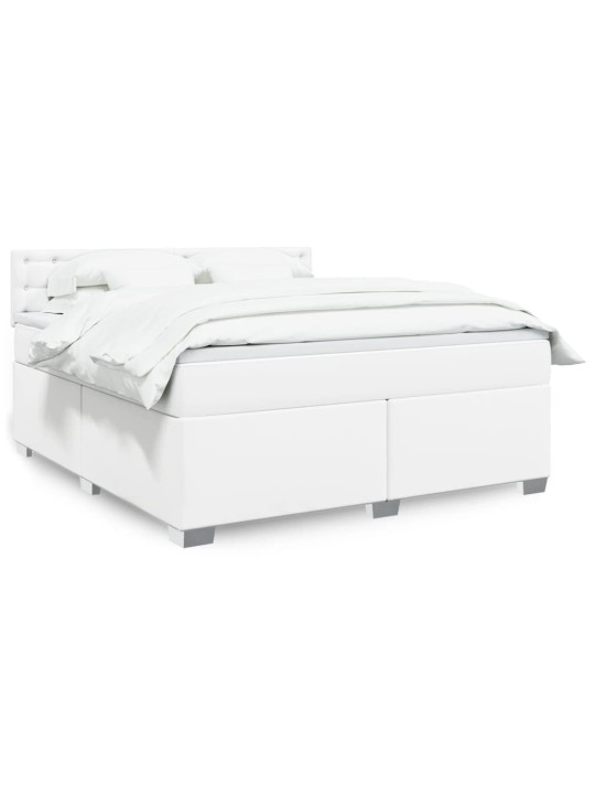 Box spring postel s matrací bílá 180x200 cm umělá kůže