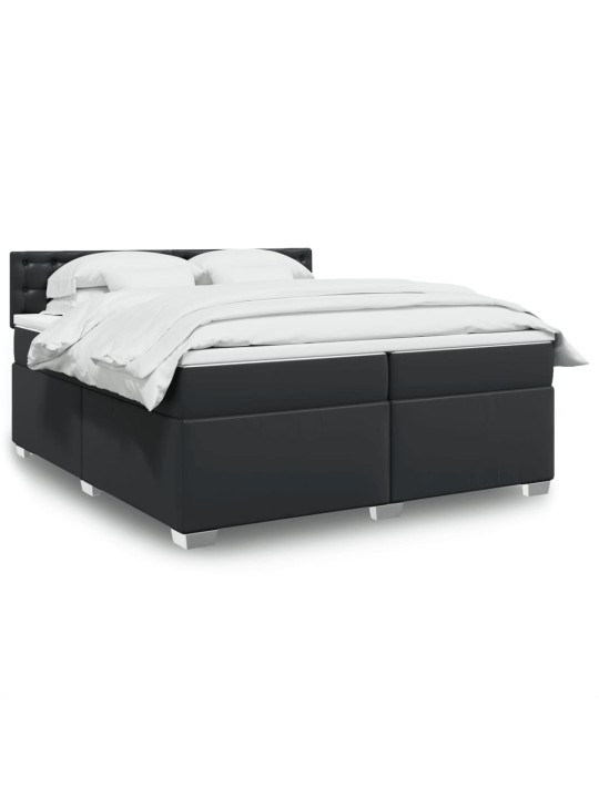 Box spring postel s matrací černá 200x200 cm umělá kůže