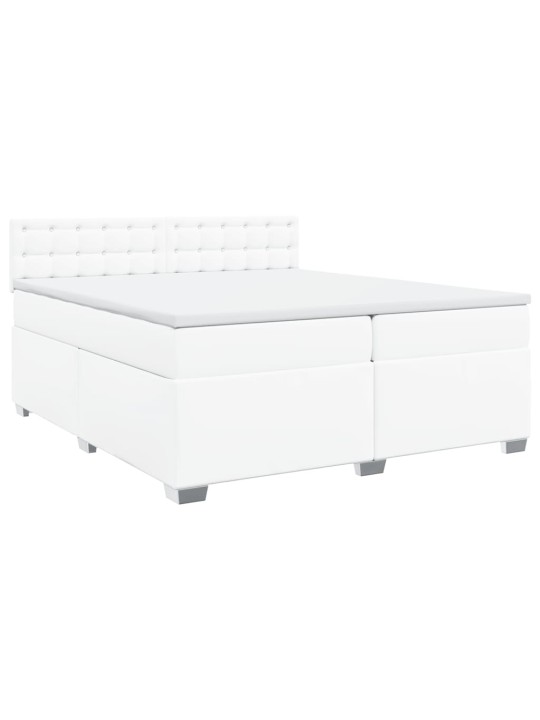 Box spring postel s matrací bílá 200x200 cm umělá kůže