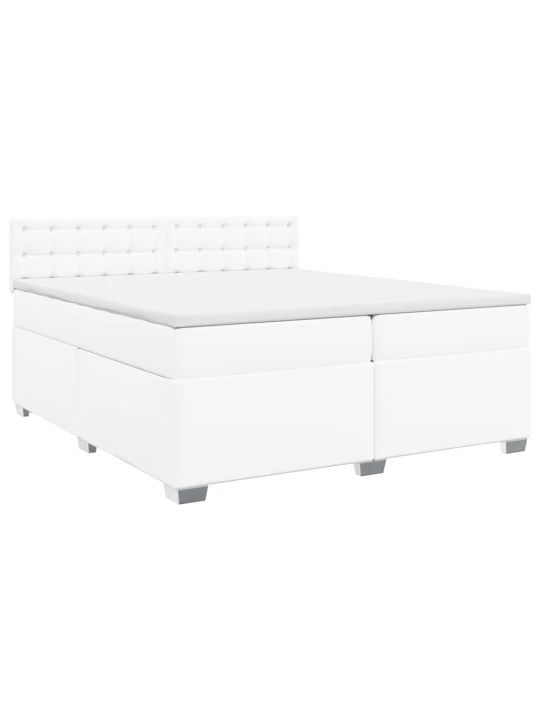 Box spring postel s matrací bílá 200x200 cm umělá kůže