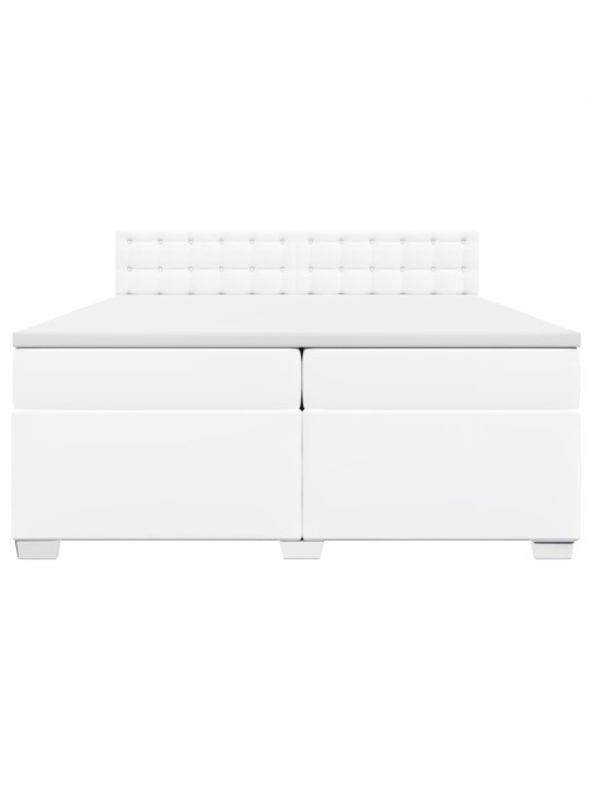Box spring postel s matrací bílá 200x200 cm umělá kůže
