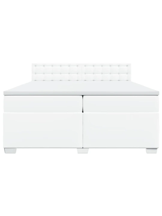 Box spring postel s matrací bílá 200x200 cm umělá kůže