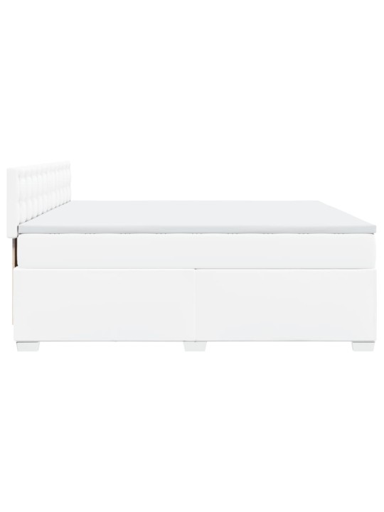 Box spring postel s matrací bílá 200x200 cm umělá kůže