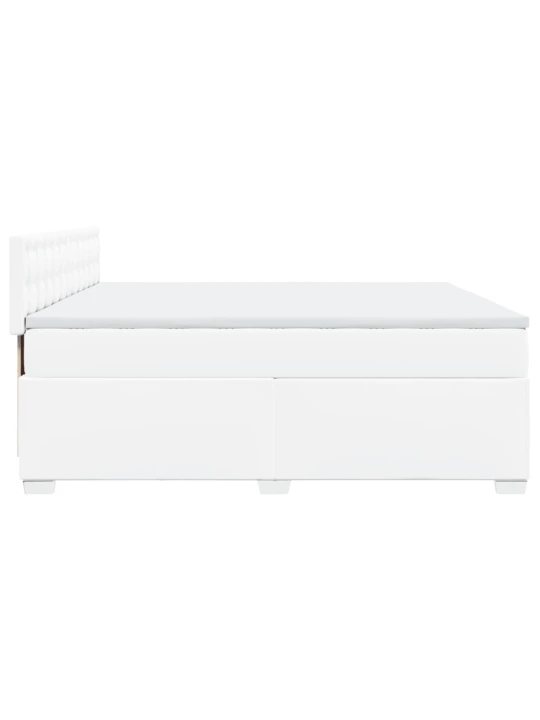 Box spring postel s matrací bílá 200x200 cm umělá kůže