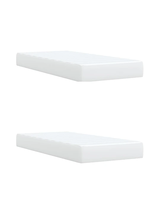 Box spring postel s matrací bílá 200x200 cm umělá kůže