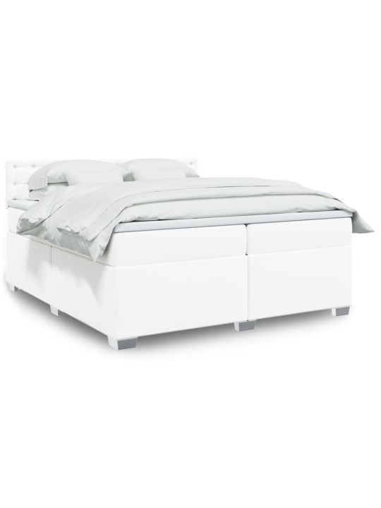 Box spring postel s matrací bílá 200x200 cm umělá kůže