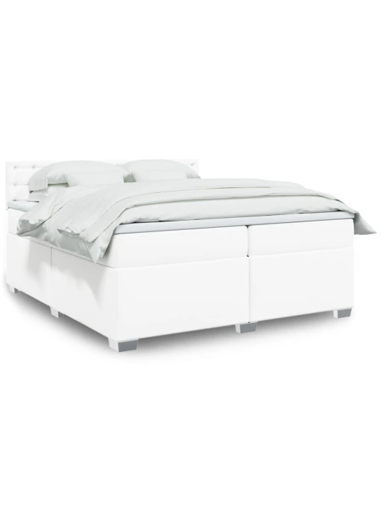 Box spring postel s matrací bílá 200x200 cm umělá kůže