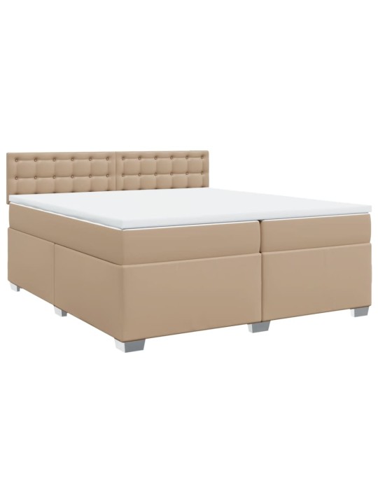 Box spring postel s matrací cappuccino 200 x 200 cm umělá kůže
