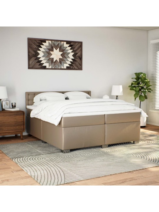 Box spring postel s matrací cappuccino 200 x 200 cm umělá kůže