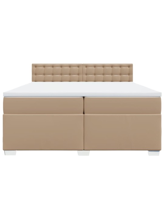 Box spring postel s matrací cappuccino 200 x 200 cm umělá kůže