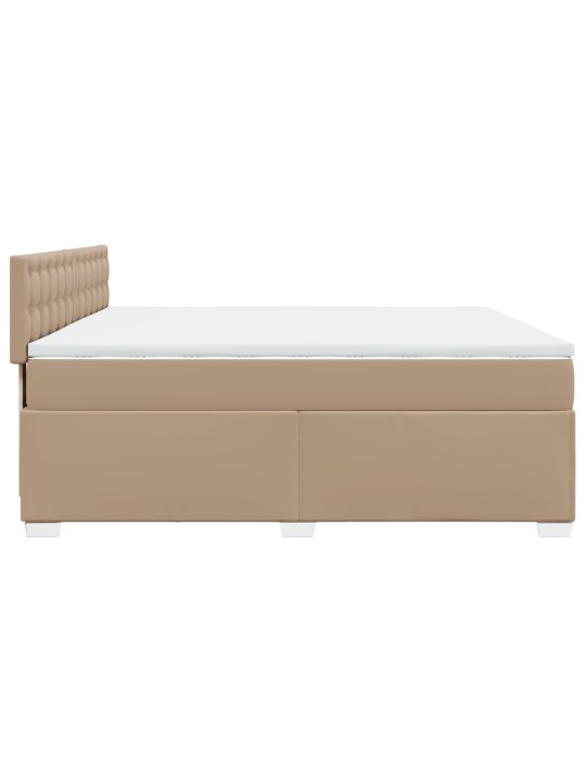 Box spring postel s matrací cappuccino 200 x 200 cm umělá kůže