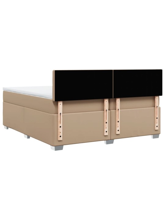 Box spring postel s matrací cappuccino 200 x 200 cm umělá kůže