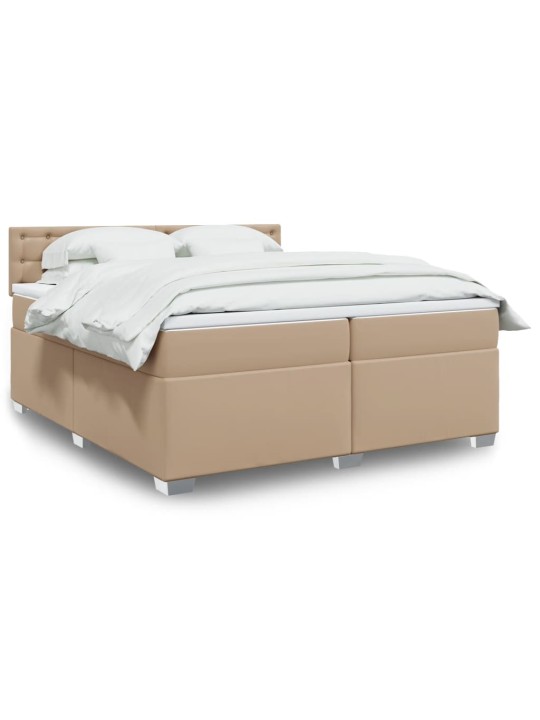 Box spring postel s matrací cappuccino 200 x 200 cm umělá kůže