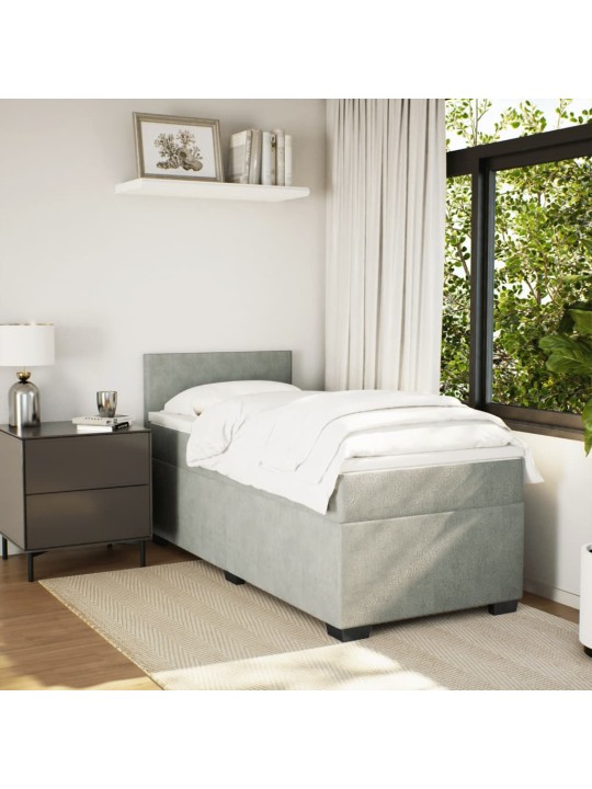 Box spring postel s matrací světle šedá 80 x 200 cm samet