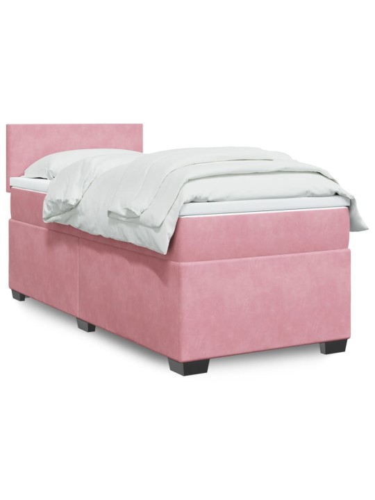 Box spring postel s matrací růžová 80 x 200 cm samet
