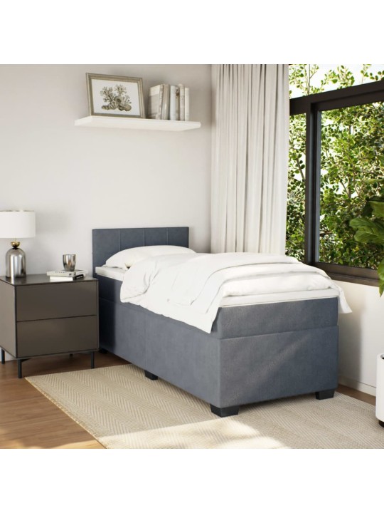 Box spring postel s matrací tmavě šedá 80 x 200 cm samet