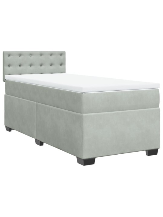 Box spring postel s matrací světle šedá 80 x 200 cm samet